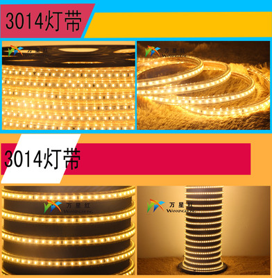 萬星紅LED燈帶廠家【熱銷產品:3014燈帶防水220V 高亮貼片燈條】供應商:深圳市寶安區達曼爾照明燈飾廠